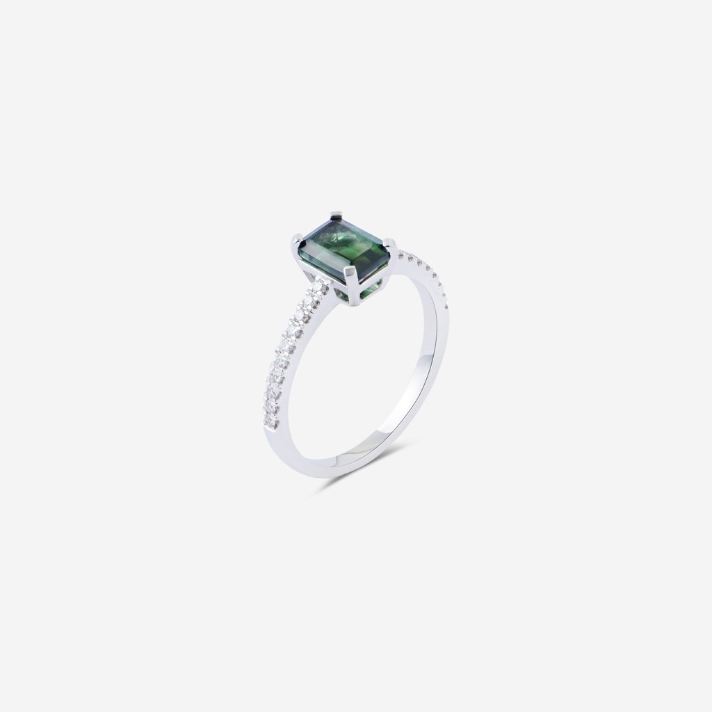 Lemelé-lemelecph-diamond-ring-diamant-ring-grøn-green-tourmaline-emerald-cut-18k-18karat-whitegold-hvidguld